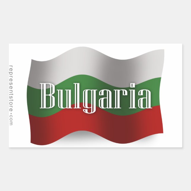 Bulgarische Wave Flag Rechteckiger Aufkleber (Vorderseite)