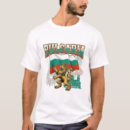 Bulgarischer patriotischer Löwe mit Flagge und Feu T-Shirt