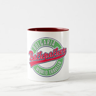 Bulgarischer Rucksackreisender Zweifarbige Tasse