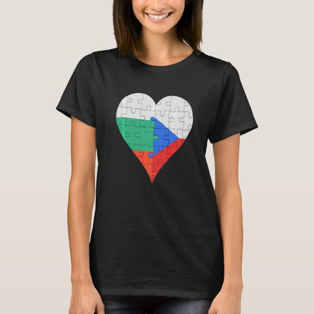 Bulgarisches tschechisches Flaggenherz T-Shirt (Vorderseite)