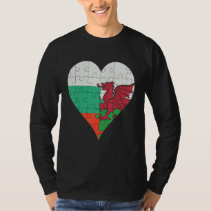 Bulgarisches Welsh Flag Herz T-Shirt