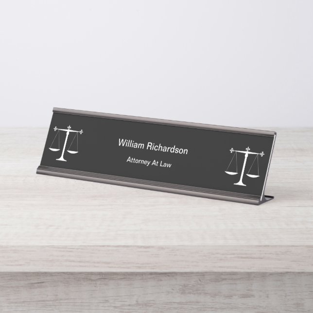 Bulk Attorney Office Modernes Desk Name Teller Schreibtischnamensplakette (Vorderseite )