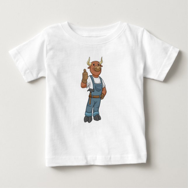 Bull als Handyman mit Hammer Baby T-shirt (Vorderseite)