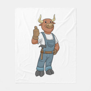 Bull als Handyman mit Hammer Fleecedecke