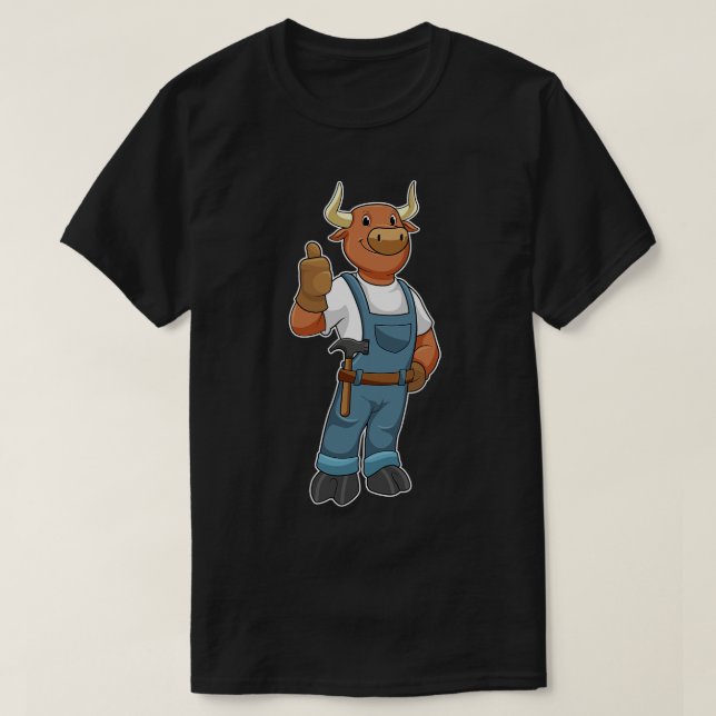 Bull als Handyman mit Hammer T-Shirt (Design vorne)