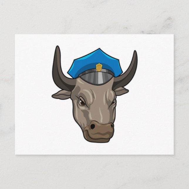 Bull als Polizeibeamte Postkarte (Vorderseite)
