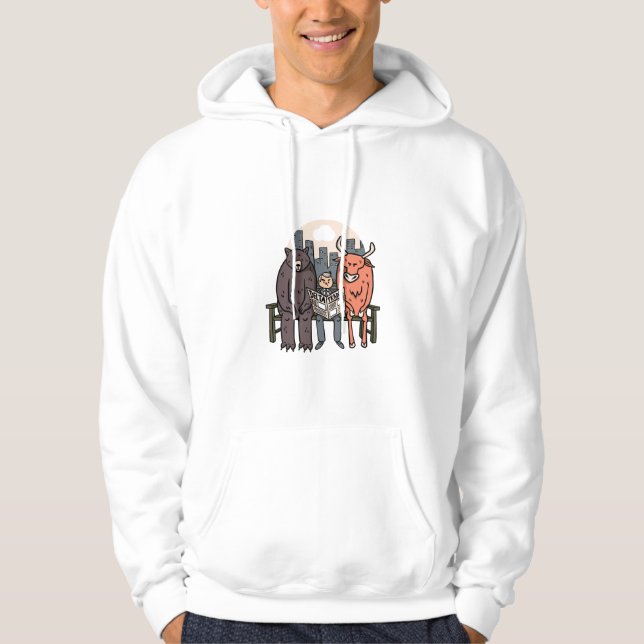 Bull and Bear - Gewitterter Krypto/Bestände Hoodie (Vorderseite)