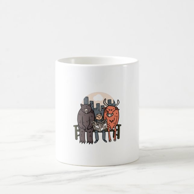 Bull and Bear - Gewitterter Krypto/Bestände Kaffeetasse (Mittel)