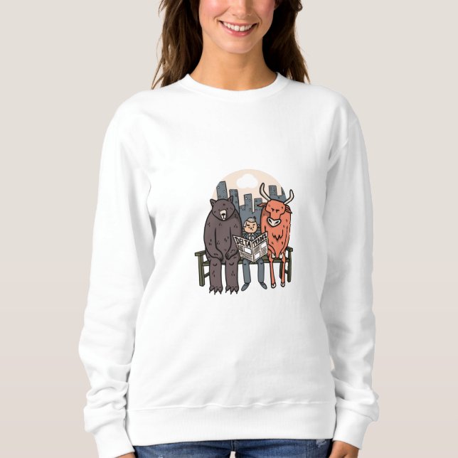 Bull and Bear - Gewitterter Krypto/Bestände Sweatshirt (Vorderseite)