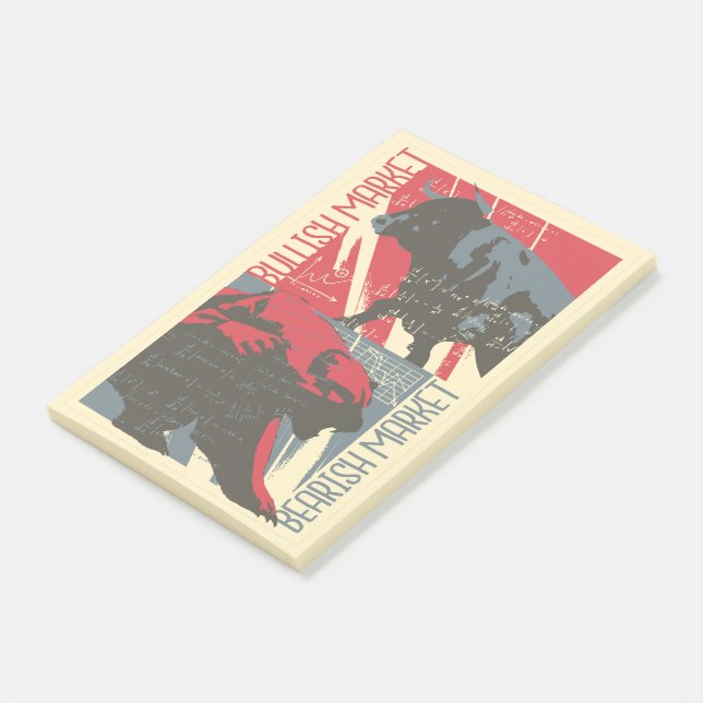 Bull and Bear Market - Day Traders Gift Post-it Klebezettel (angewinkelt)