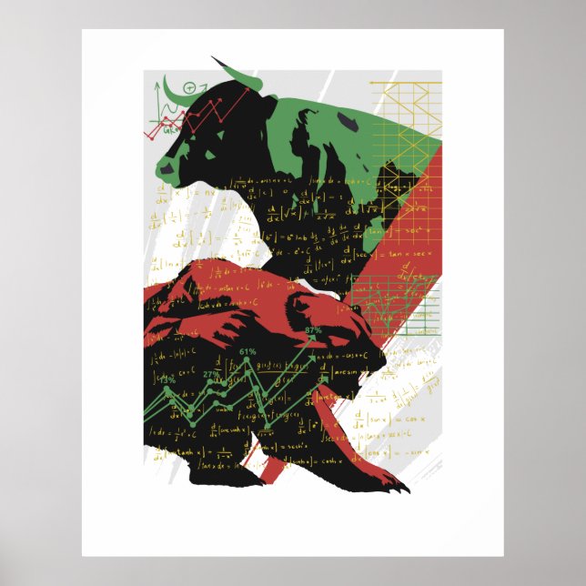 Bull and Bear, Trader, Trader und Aktien Poster (Vorne)