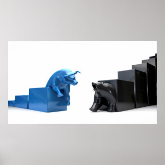 Bull & Bear Economic Trends Converge Poster