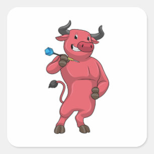 Bull bei Darts mit Dart Quadratischer Aufkleber