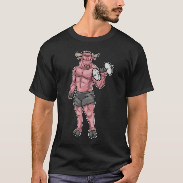 Bull Bodybuilder Dumbell-Bodybuilding T-Shirt (Vorderseite)