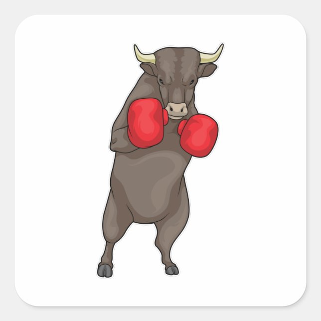 Bull Boxer Boxhandschuhe Quadratischer Aufkleber (Vorderseite)