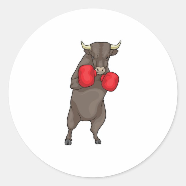Bull Boxer Boxhandschuhe Runder Aufkleber (Vorderseite)