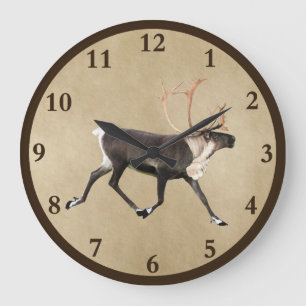 Bull Caribbean (Rentier) auf altem Papier Große Wanduhr