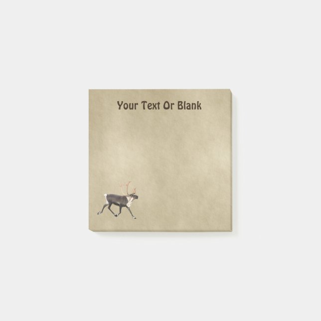 Bull Caribbean (Rentier) auf altem Papier Post-it Klebezettel (Vorderseite)