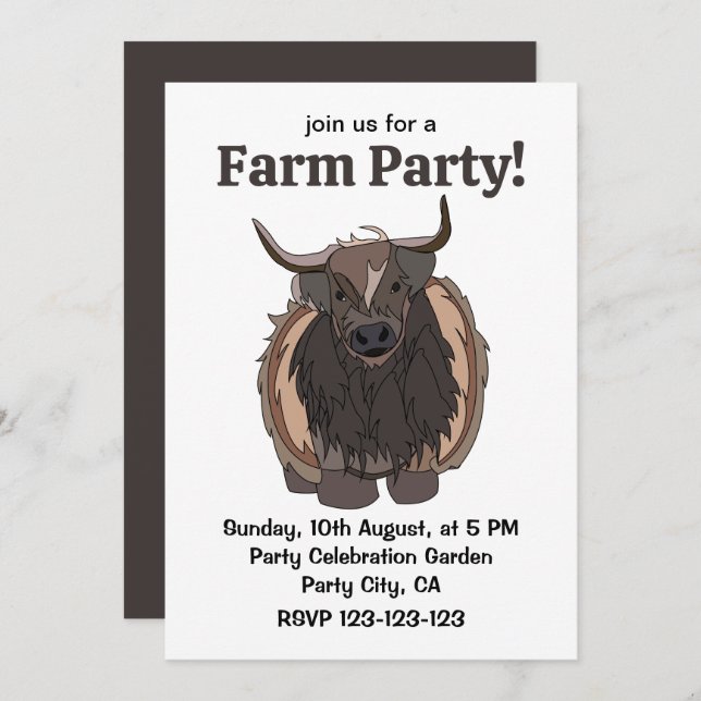 Bull Cattle Bull Einladung (Vorne/Hinten)