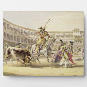 Bull Charging a Picador, 1865 (colour litho) Fotoplatte