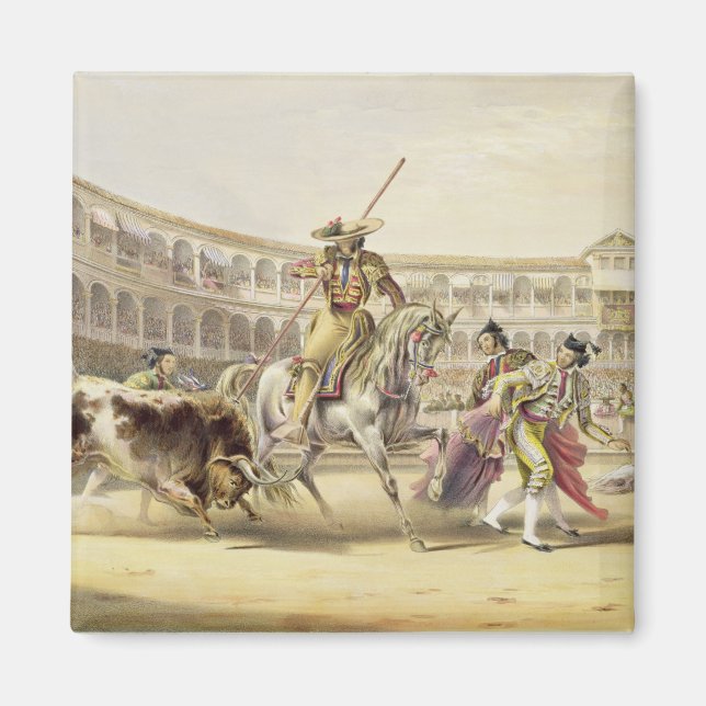 Bull Charging a Picador, 1865 (Farbe litho) Magnet (Vorne)