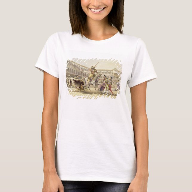 Bull Charging a Picador, 1865 (Farbe litho) T-Shirt (Vorderseite)