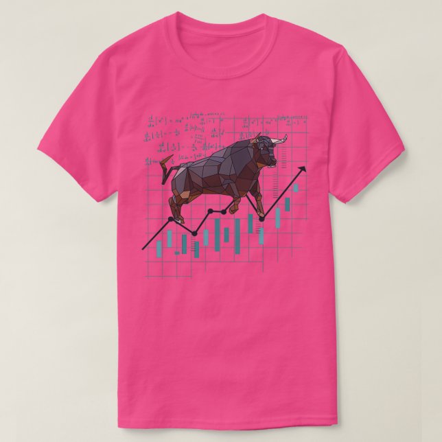 Bull Chart der Börse mit Formeln, die einkaschiere T-Shirt (Design vorne)
