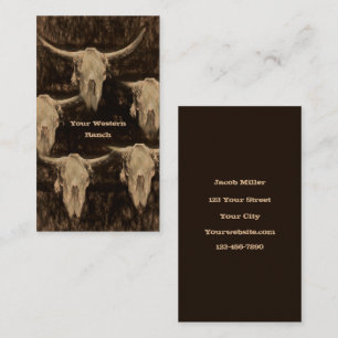 Bull Cow Skull Western Country Brown Sepia Rustika Visitenkarte