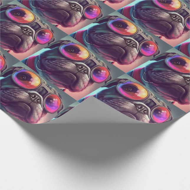 BULL DOG ART COOLER GEBURTSTAG GESCHENKPAPIER (Ecke)
