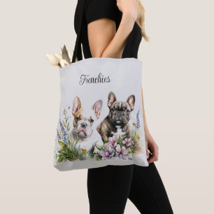 Bull Dog Floral Tote Bag
