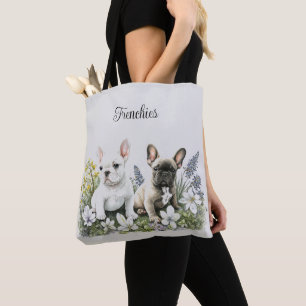 Bull Dog Floral Tote Bag