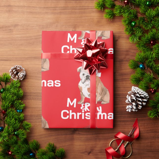 Bull Dog Holiday Weihnachten Frohe Weihnachtsmannm Geschenkpapier (Feiertagsgeschenk)