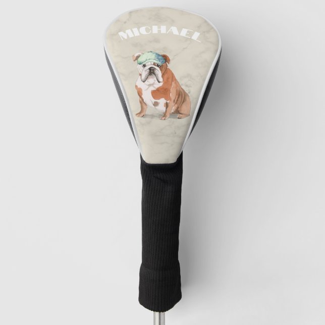 Bull Dog Lover Cream Personal Golf Headcover (Vorderseite)
