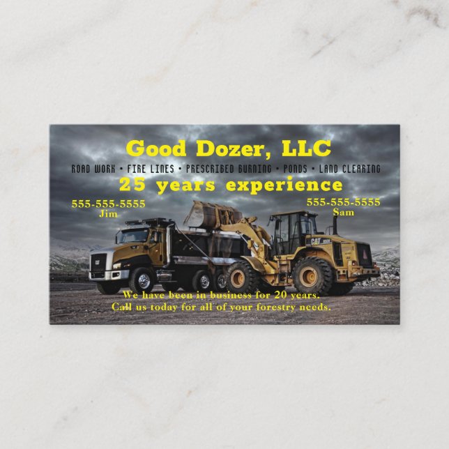 Bull Dozer Business Card Visitenkarte (Vorderseite)
