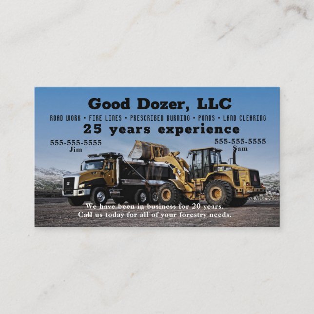 Bull Dozer Business Card Visitenkarte (Vorderseite)
