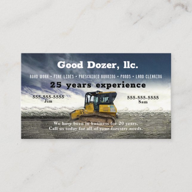Bull Dozer Business Card Visitenkarte (Vorderseite)