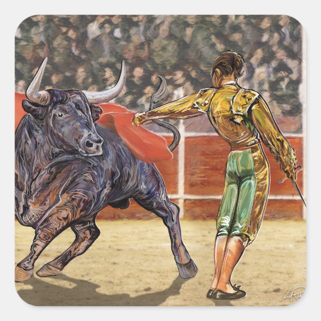 Bull El Toro Taurus Quadratischer Aufkleber (Vorderseite)
