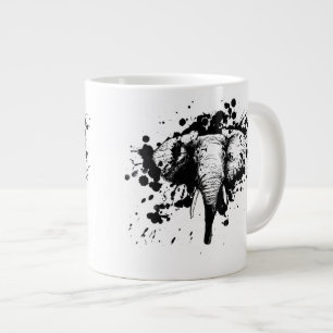 Bull Elephant in Black Splash Wählen Sie Ihren Hin Jumbo-Tasse