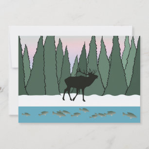 Bull Elk and Fish Einladung