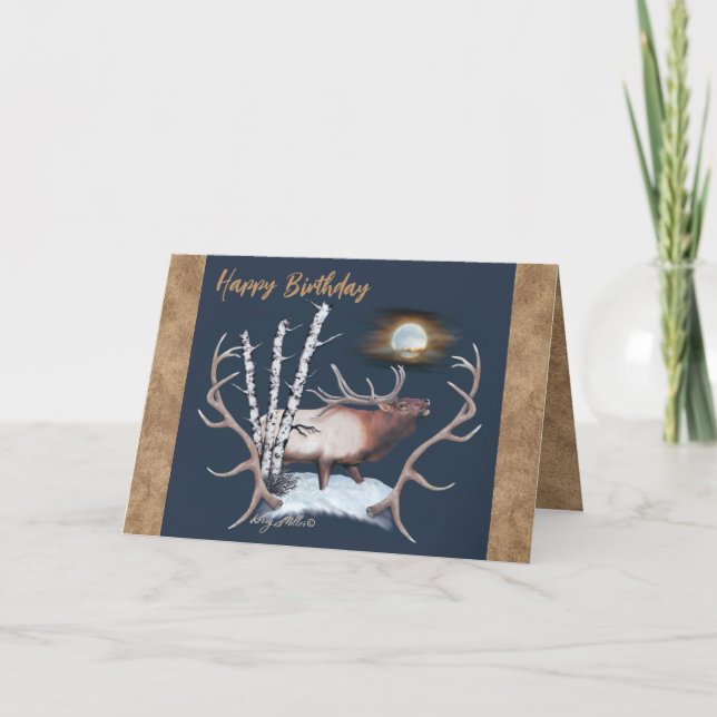 Bull Elk Birthday Card Feiertagskarte (Vorderseite)