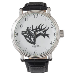 Bull Elk Black Silhouette Armbanduhr