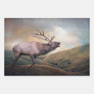 Bull Elk Bugling Wildlife Decoupage Paper Geschenkpapier Set