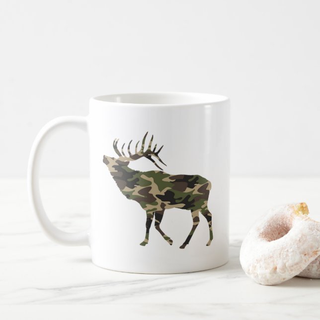 Bull Elk Camouflage Kaffeetasse (Mit Donut)