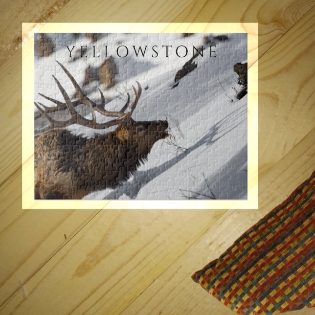 Bull Elk Grazing on Snowy Slove, Yellowstone Puzzle (Von Creator hochgeladen)
