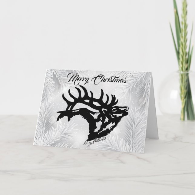 Bull Elk Holiday Card Feiertagskarte (Vorderseite)