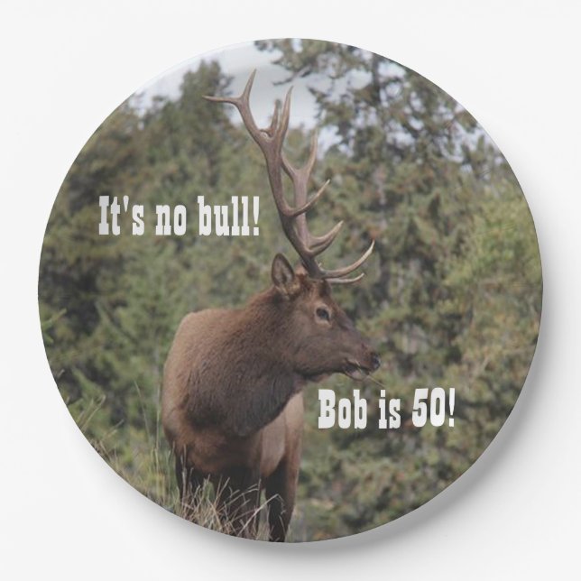 Bull Elk in Jasper, Alberta, 50. Geburtstag Pappteller (Vorderseite)