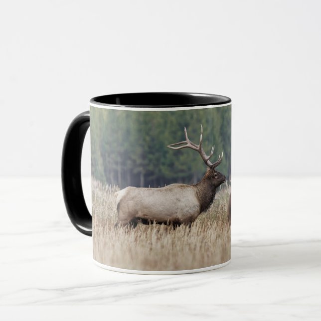 Bull Elk in Meadow | Yellowstone-Nationalpark Tasse (Vorderseite Links)