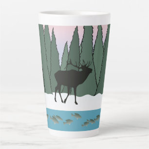 Bull Elk und Fisch Latte Tasse