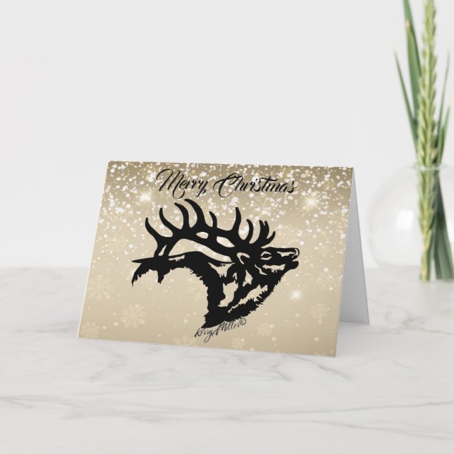 Bull Elk Weihnachtskarte Feiertagskarte (Vorderseite)