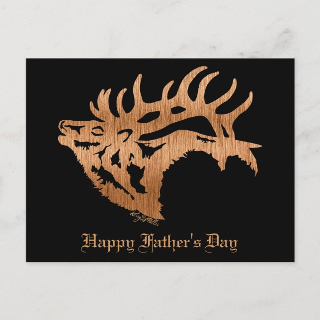 Bull Elk Wood Silhouette Postkarte (Vorderseite)